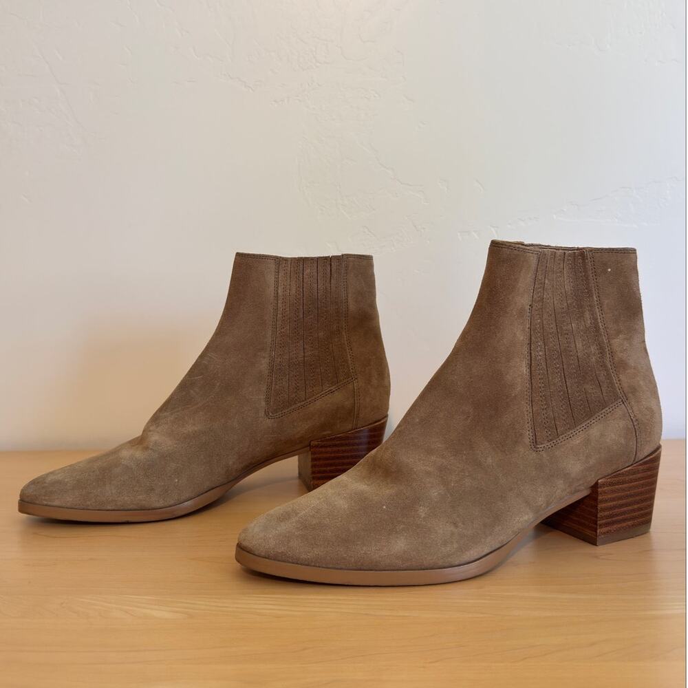 Rag & Bone Rover Camel Suede Chelsea Ankle Boots Block Heel Womens 39.5